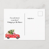 ヴィンテージレッドトラックのクリスマスツリークラフト移動 案内ポストカード (裏面)