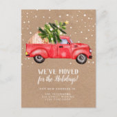 ヴィンテージレッドトラックのクリスマスツリークラフト移動 案内ポストカード (正面)