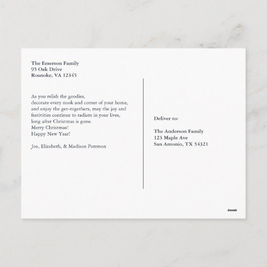 ヴィンテージレッドトラックのクリスマスフォト シーズンポストカード (裏面)