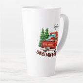 ヴィンテージレッドトラックのクリスマスムービー カフェラテマグ (右アングル)
