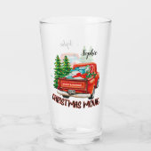 ヴィンテージレッドトラックのクリスマスムービー タンブラーグラス (裏面)