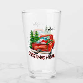ヴィンテージレッドトラックのクリスマスムービー タンブラーグラス