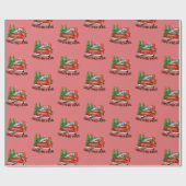 ヴィンテージレッドトラックのクリスマスムービー ラッピングペーパー (フラット)