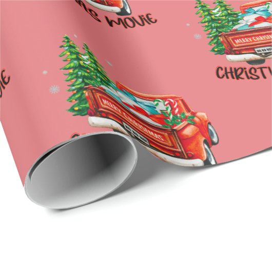 ヴィンテージレッドトラックのクリスマスムービー ラッピングペーパー (ロールコーナー)