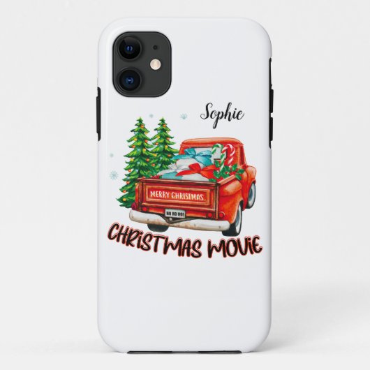 ヴィンテージレッドトラックのクリスマスムービー Case-Mate iPhoneケース (裏面)