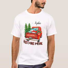 ヴィンテージレッドトラックのクリスマスムービー Tシャツ