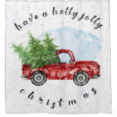 ヴィンテージレッドトラックはクリスマスがすてきたい シャワーカーテン (正面)