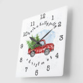 ヴィンテージレッドトラックはクリスマスが短すてきい スクエア壁時計 (傾斜)