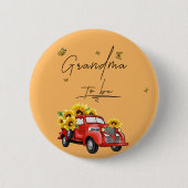 ヴィンテージレッドトラックひまわり祖母になる 缶バッジ (正面)