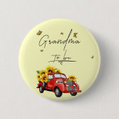 ヴィンテージレッドトラックひまわり祖母になる 缶バッジ (正面)