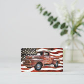 ヴィンテージレッドトラックアメリカ国旗の名刺 名刺 (スタンド正面)