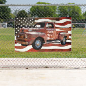 ヴィンテージレッドトラックアメリカ国旗 横断幕 (インサイチュ)