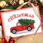 ヴィンテージレッドトラックアンティークホリデークリスマスパーティー シーズンポストカード