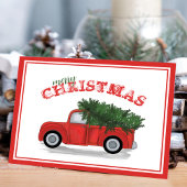 ヴィンテージレッドトラックアンティークホリデークリスマスパーティー シーズンポストカード