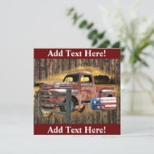 ヴィンテージレッドトラックアンティークレッドトラックファームトラック サンキューカード (スタンド正面)