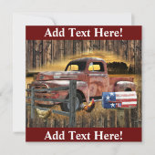 ヴィンテージレッドトラックアンティークレッドトラックファームトラック サンキューカード (正面)