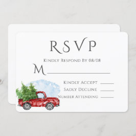 ヴィンテージレッドトラックウェディングRSVP招待状 招待状