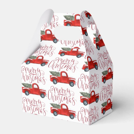 ヴィンテージレッドトラッククリスマスのお願いギフトボックス フェイバーボックス (裏面サイド)