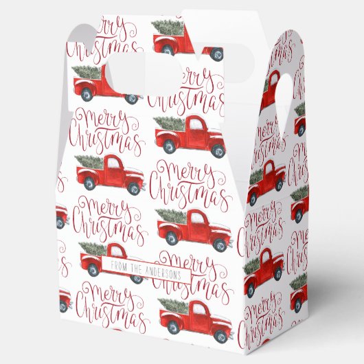 ヴィンテージレッドトラッククリスマスのお願いギフトボックス フェイバーボックス (オープン)