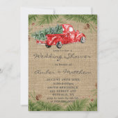 ヴィンテージレッドトラッククリスマスウェディングシャワー招待状 (正面)