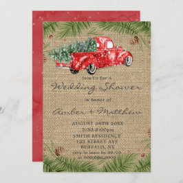 ヴィンテージレッドトラッククリスマスウェディングシャワー招待状