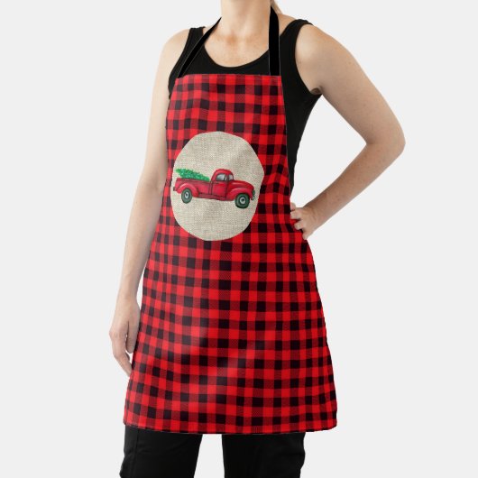 ヴィンテージレッドトラッククリスマスエプロン エプロン (インサイチュ)