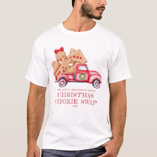 ヴィンテージレッドトラッククリスマスクッキースワップ Tシャツ (正面)