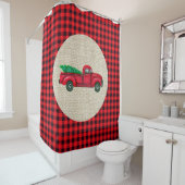 ヴィンテージレッドトラッククリスマスシャワーカーテン シャワーカーテン (インサイチュ)