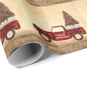 ヴィンテージレッドトラッククリスマスツリーのパタ素朴ーン  ラッピングペーパー (ロールコーナー)