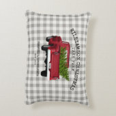 ヴィンテージレッドトラッククリスマスツリーファームあなたの名前 アクセントクッション (裏面(縦))