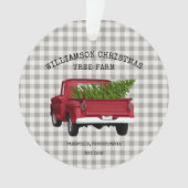 ヴィンテージレッドトラッククリスマスツリーファームファミリー名 オーナメント (正面)
