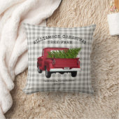 ヴィンテージレッドトラッククリスマスツリーファームファミリー名 クッション (ブランケット)
