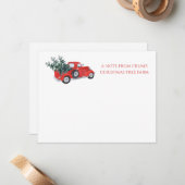 ヴィンテージレッドトラッククリスマスツリーファーム ノートカード (正面/裏面インサイチュ)