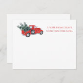 ヴィンテージレッドトラッククリスマスツリーファーム ノートカード (正面/裏面)