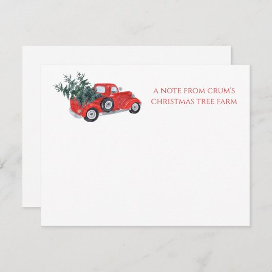 ヴィンテージレッドトラッククリスマスツリーファーム ノートカード (正面/裏面)