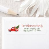 ヴィンテージレッドトラッククリスマスツリーフェスティバルクリスマス ラベル (インサイチュ)