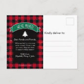 ヴィンテージレッドトラッククリスマスツリーホリデームービング 案内ポストカード (裏面)