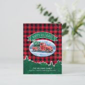 ヴィンテージレッドトラッククリスマスツリーホリデームービング 案内ポストカード (スタンド正面)