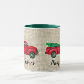 ヴィンテージレッドトラッククリスマスツリーマグ マグカップ (中央)