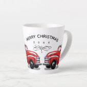 ヴィンテージレッドトラッククリスマスツリー名スクリプト カフェラテマグ (右アングル)