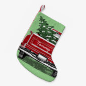 ヴィンテージレッドトラッククリスマスツリー名 スモールクリスマスストッキング (正面 (吊り時))