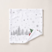 ヴィンテージレッドトラッククリスマスツリー雪片名 バスタオルセット (ウォッシュタオル)