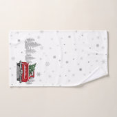 ヴィンテージレッドトラッククリスマスツリー雪片名 バスタオルセット (ハンドタオル)