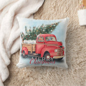 ヴィンテージレッドトラッククリスマスツリー クッション (ブランケット)