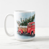 ヴィンテージレッドトラッククリスマスツリー コーヒーマグカップ (左)