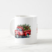 ヴィンテージレッドトラッククリスマスツリー コーヒーマグカップ (正面左)
