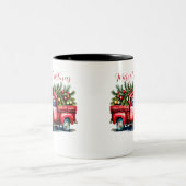 ヴィンテージレッドトラッククリスマスツリー ツートーンマグカップ (中央)
