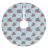 ヴィンテージレッドトラッククリスマスツリー ブラッシュドポリエステルツリースカート (正面)