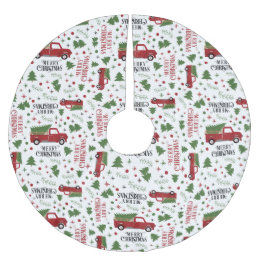ヴィンテージレッドトラッククリスマスツリー ブラッシュドポリエステルツリースカート