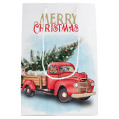 ヴィンテージレッドトラッククリスマスツリー ミディアムペーパーバッグ (裏面)